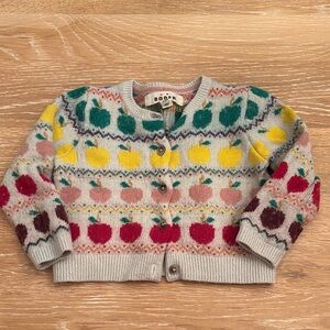 Boden Kids Multicolor Apple Pattern Cardigan